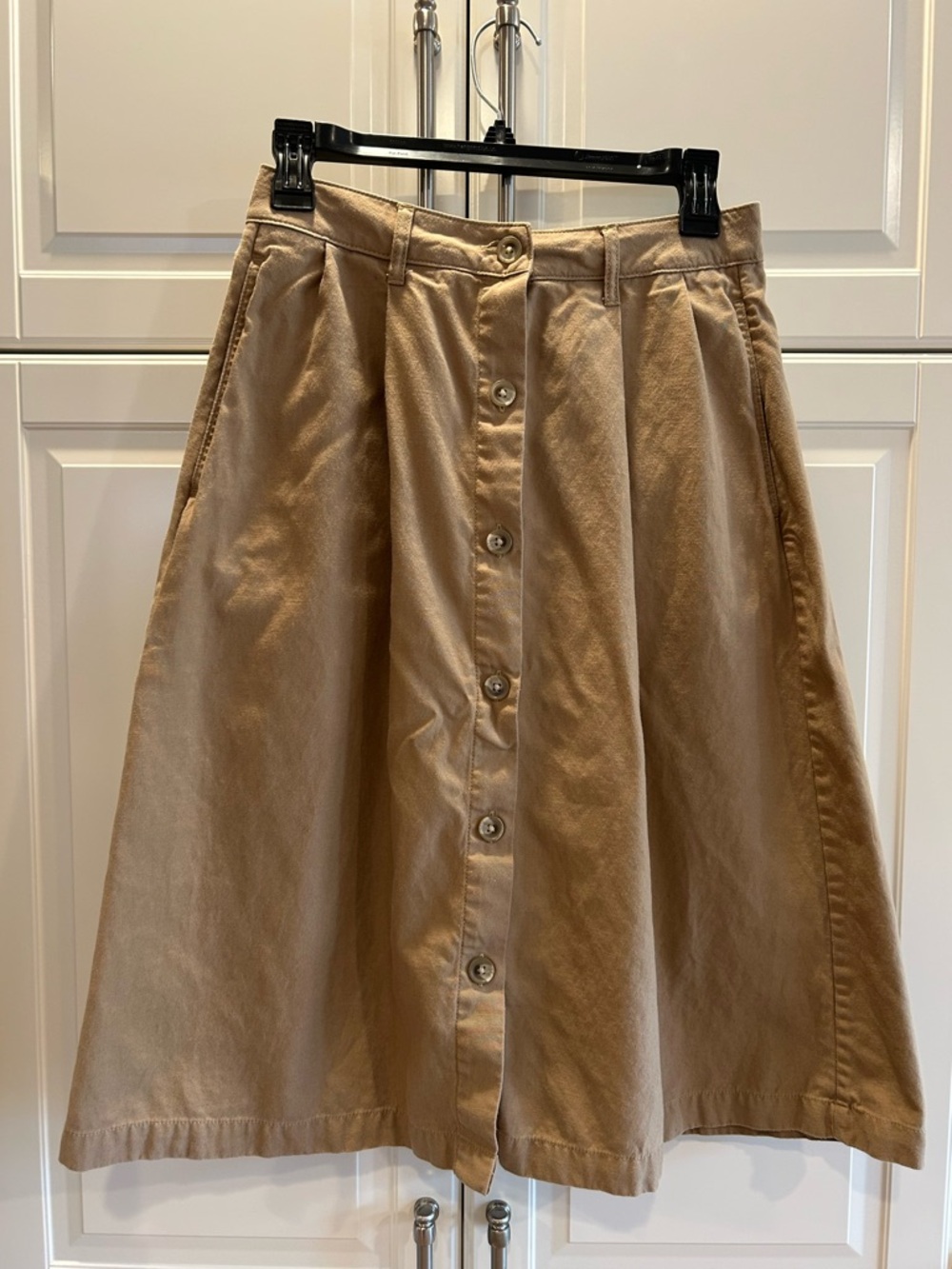 Dockers Tan Button-Front A-Line Skirt
